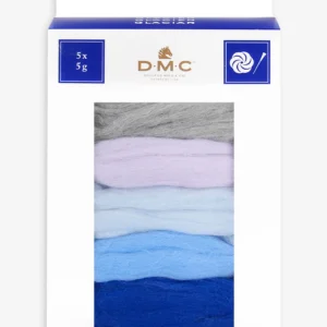 Lã cardada para feltragem, pack de 5 mechas glaciar