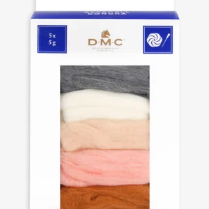 Lã cardada para feltragem, pack de 5 mechas - concha