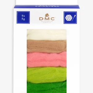 Lã cardada para feltragem, pack de 5 mechas - primavera