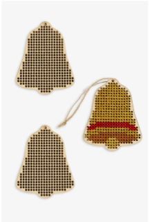 Decorações de Natal em forma de pinheiro, para bordar - sino