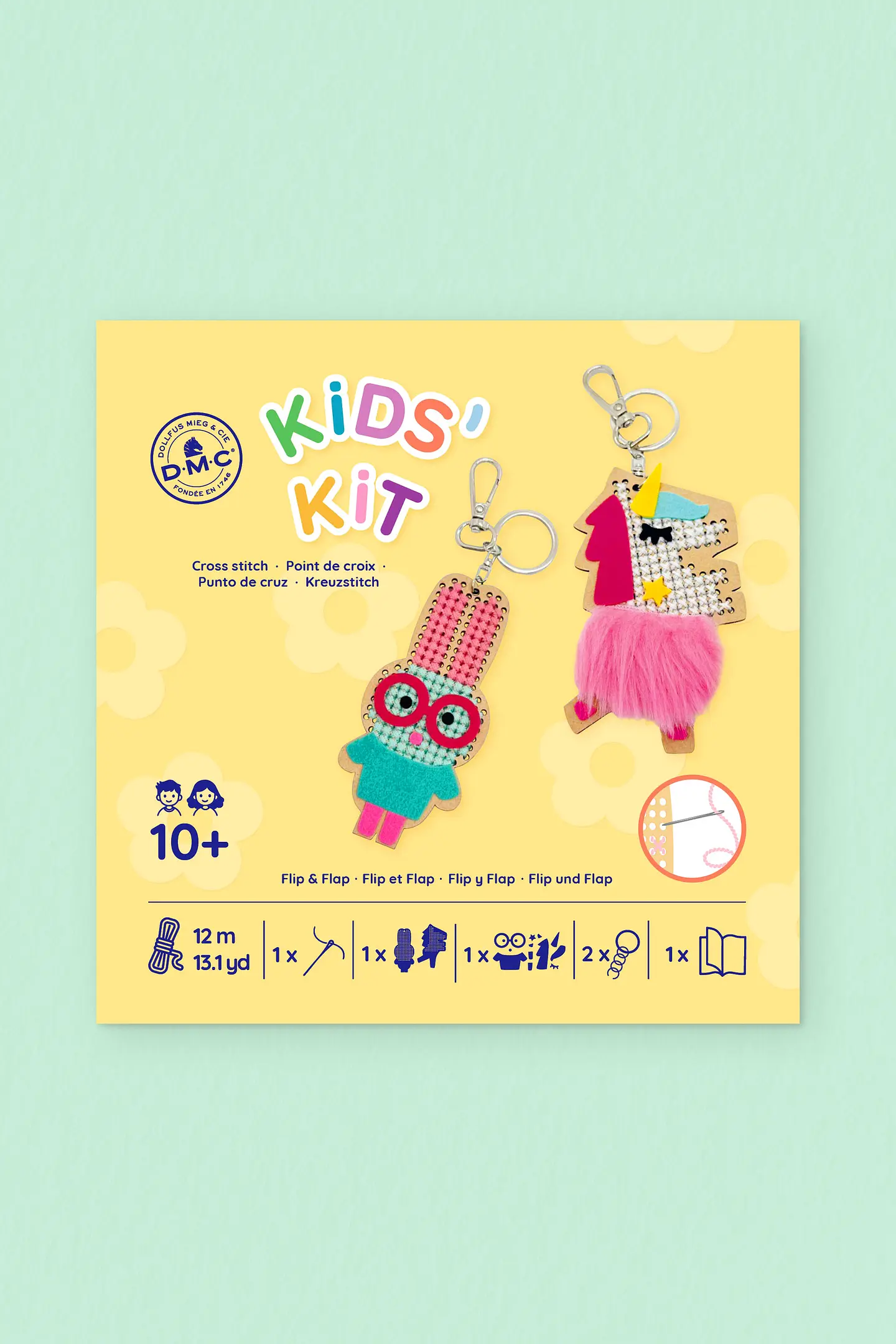 Flip & Flap - Kit ponto cruz para crianças (porta-chaves)